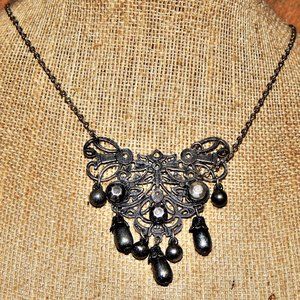 <3  Steam Punk Butterfly Bead Necklace  <3